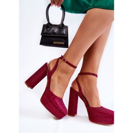 Sandalen aus Stoff und schimmerndem Glitzer rosa 1