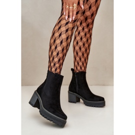 Damen-Wildlederstiefel mit dickem Boden, Schwarz 1