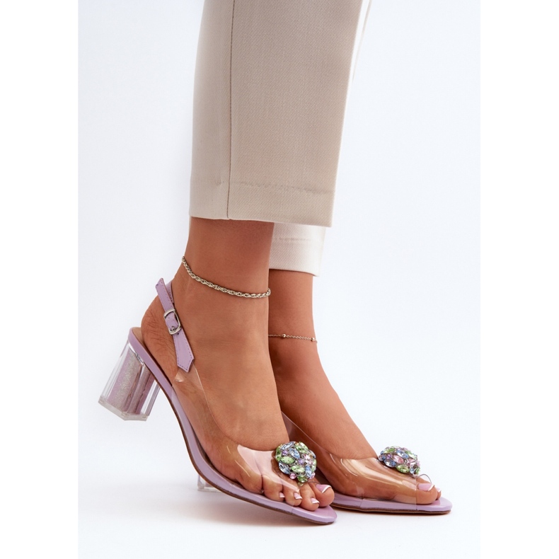 D&A Stylische violette Sandaletten mit hohen Absätzen lila 1