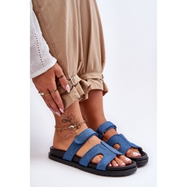 Dunkelblaue Textil-Flip-Flops für Damen 1