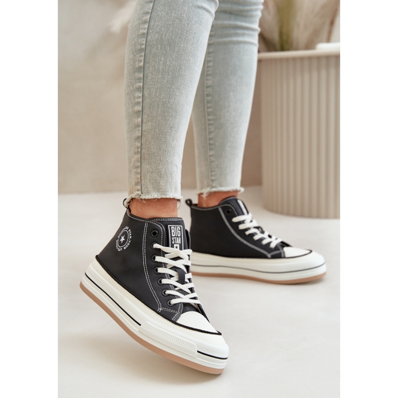 Big Star Sneakers aus schwarzem Leder 1