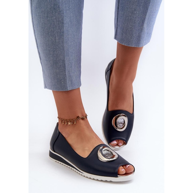 Jezzi Marineblaue Pumps mit offener Zehenpartie 1