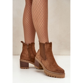 Damen-Stiefeletten aus Wildleder mit hohem Absatz braun 1