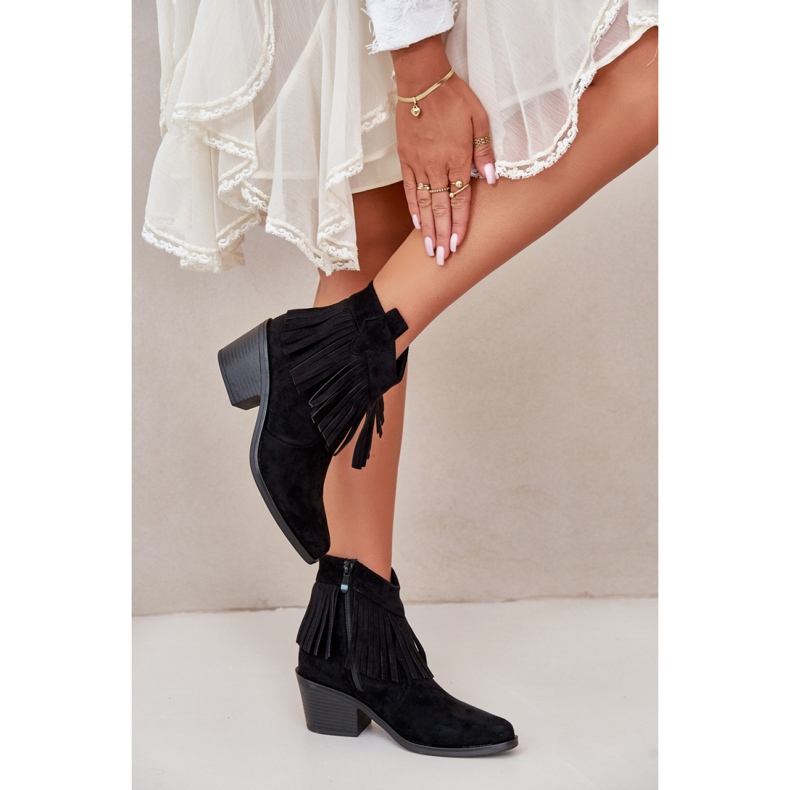 S. BARSKI Stiefel mit Fransen Modell S.Barski Schwarz 1