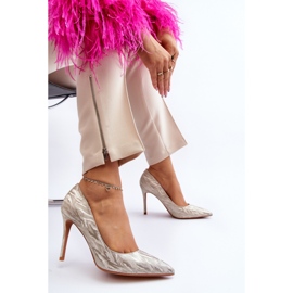 Goldene Pumps mit hohem Absatz gelb 2