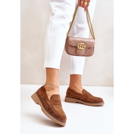 Damenmokassins aus Öko-Wildleder C-528, braun 1