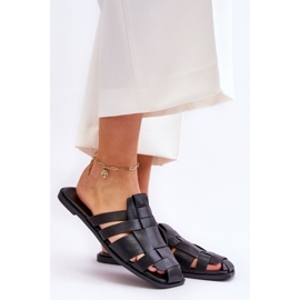 Damen-Flip-Flops aus Öko-Leder 2522-1 schwarz 1