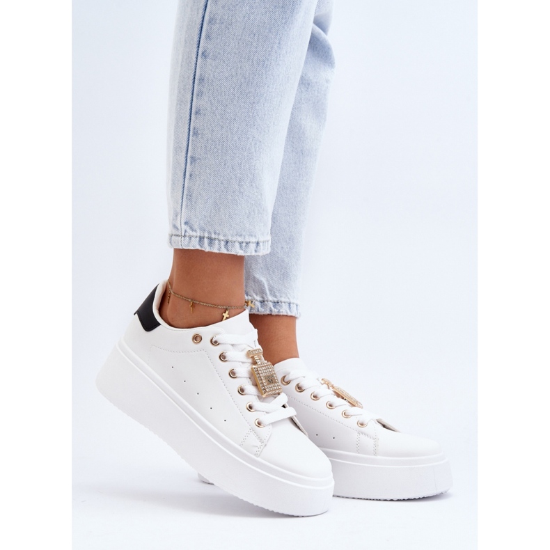 Damen-Sportschuhe mit Goldverzierung LA279P, weiß 1