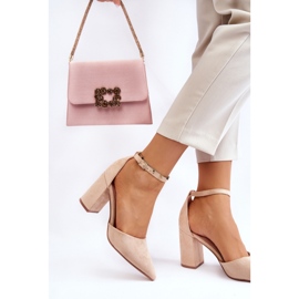 Damenpumps aus Öko-Wildleder QA203P, beige 2