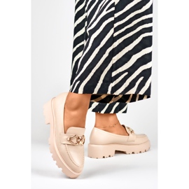 Beigefarbene Schuhe mit Verzierung B2733BE 1