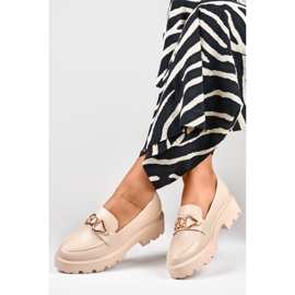 Beigefarbene Schuhe mit Verzierung B2733BE 2