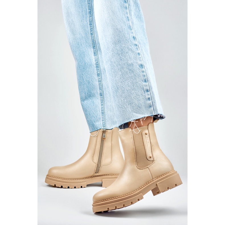 Damen-Chelsea-Stiefel 250004TA-PU beige 2