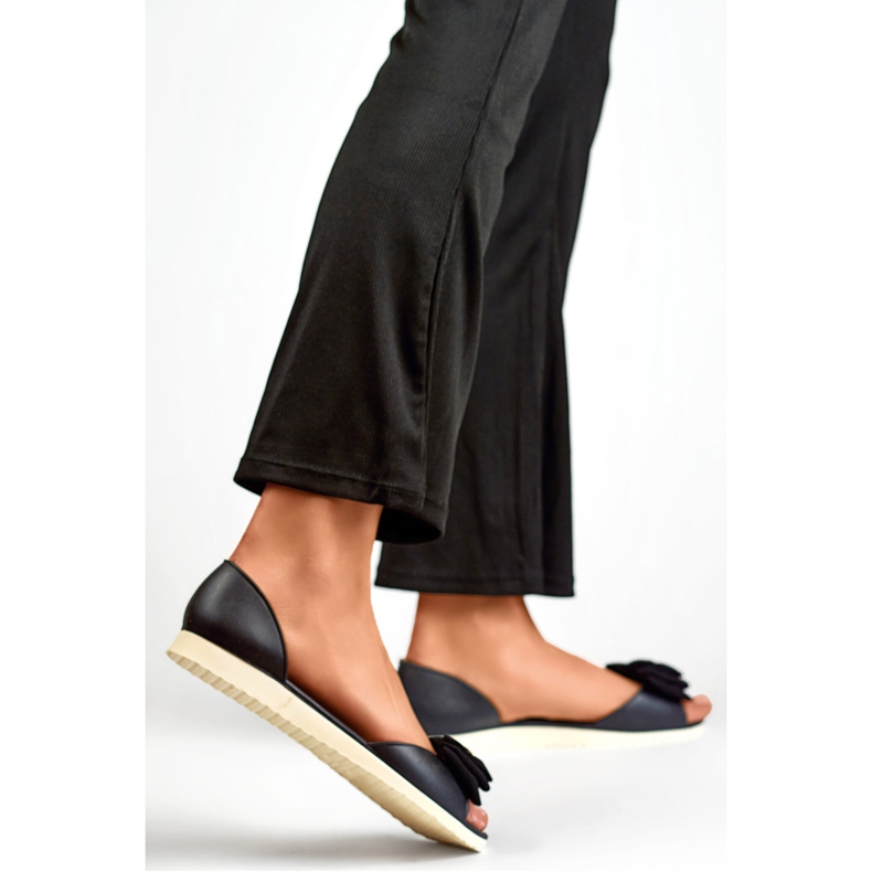 Damen-Ballerinas mit Schleife BG162B, schwarz 1