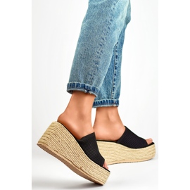 Flip-Flops mit hohem Keilabsatz 7237B schwarz 1