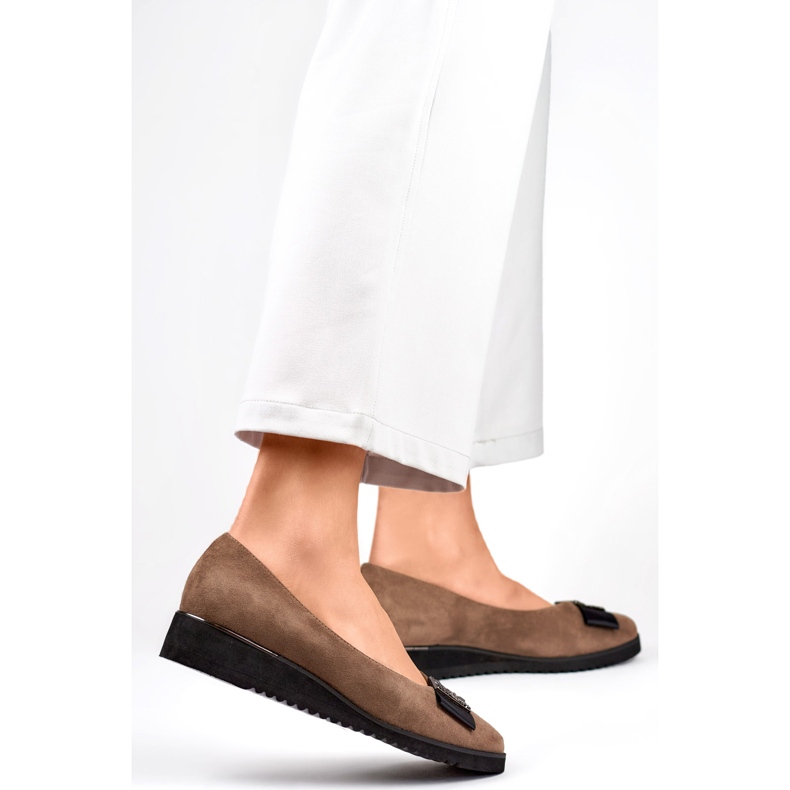 Damenpumps mit Schleife GD-FL766T Taupe braun 1