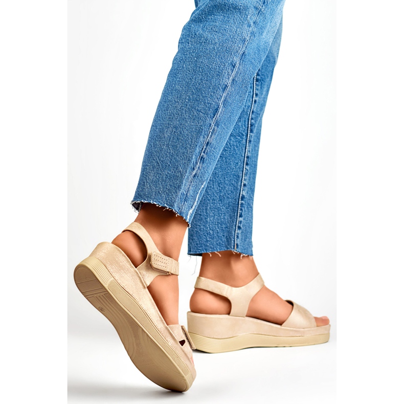 Damen-Keilsandalen YQ-125GO, Beige 1