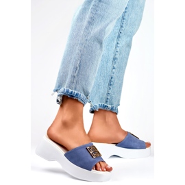 Damen-Flip-Flops mit Verzierung GD-XF1000B, blau 1