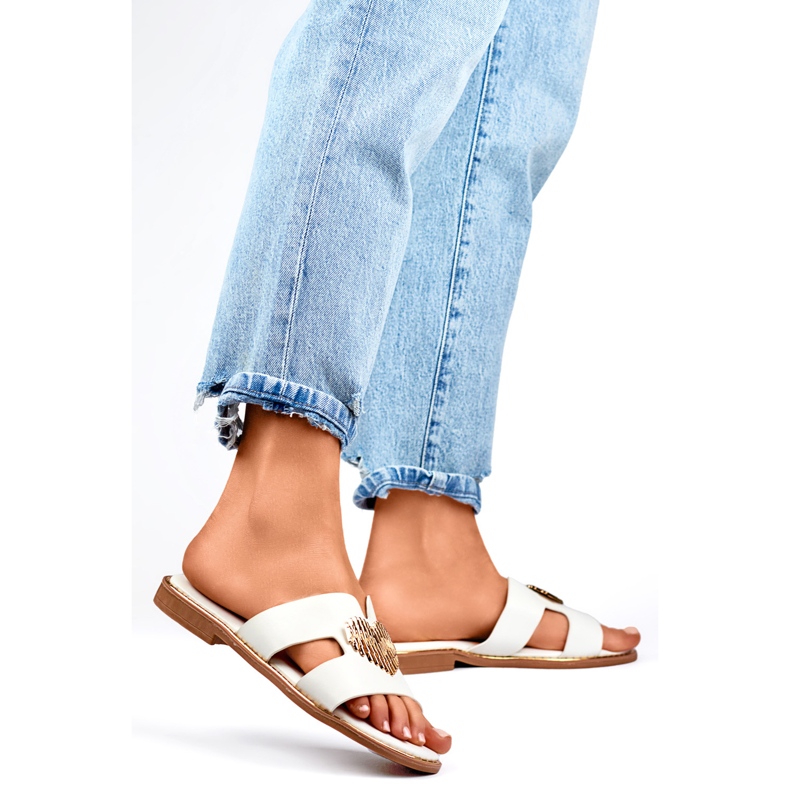 Damen-Flip-Flops mit Herzdekor KK-731W weiß 1