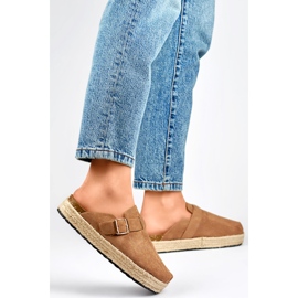 Damen-Pantoletten DM802KH hellbraun 1