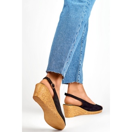 Damen-Keilsandalen GD-FL653B, schwarz 1