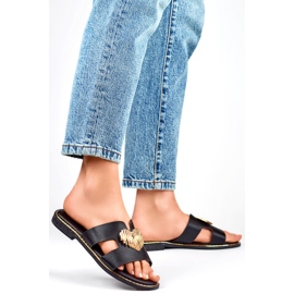 Damen-Flip-Flops mit Herz KK-731B, schwarz 1