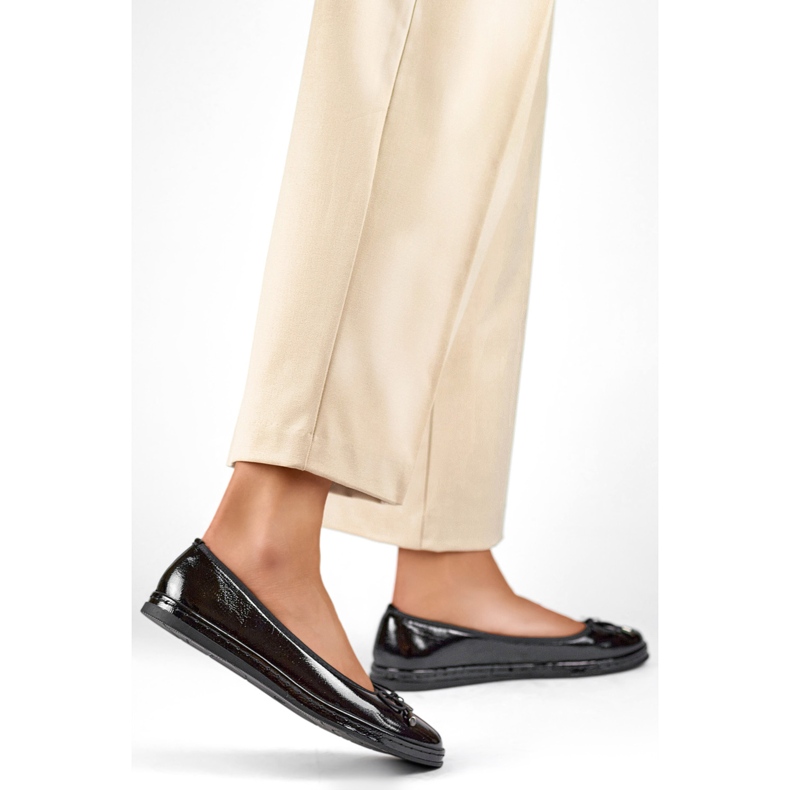 Damen-Ballerinas mit Schleife GD-XR392-B schwarz lackiert 1