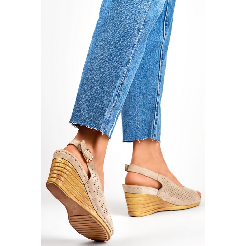 Damen-Keilsandalen GD-FL1243KH, beige 1