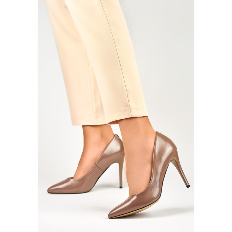Lackierte High Heels für Damen GD-FL59TA, Braun und Beige 1