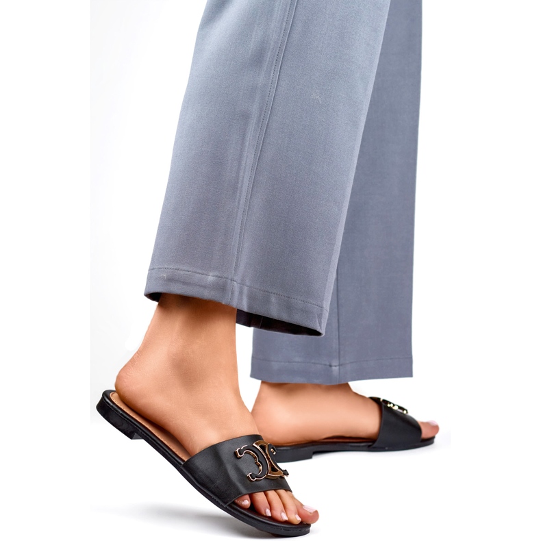 Damen-Flip-Flops mit Verzierung 5174B schwarz 1