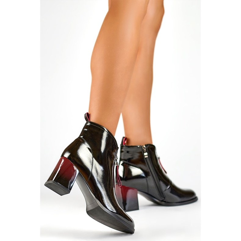 Damenstiefel GD-FL2107B Lackleder schwarz 1