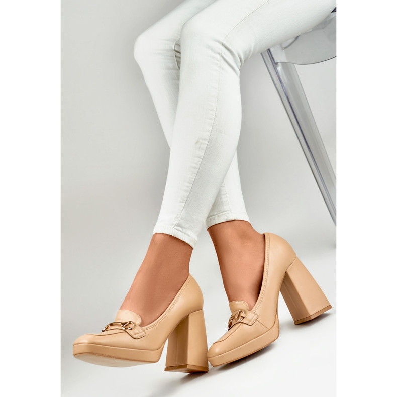 Damenpumps mit Verzierung M047-NU beige 1