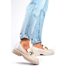Damenmokassins mit Goldverzierung OH31-2LT/BE beige 1