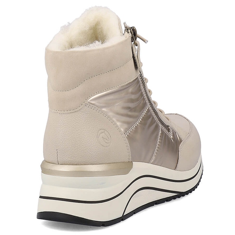 Isolierte Damen-Keilstiefel aus Leder, beige Remonte D0T72-60 1