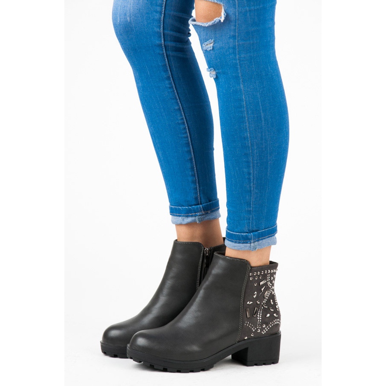 Vices Stiefel mit Kristallen grau 1