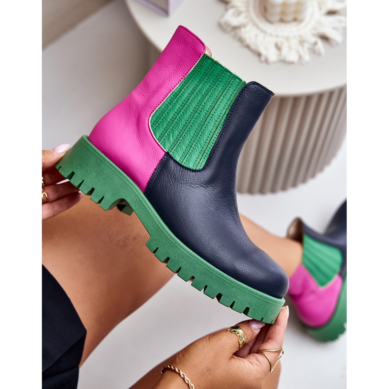 Lewski Shoes Damen-Slip-On-Flachstiefel aus Leder Lewski 3611 Mehrfarbig blau 2