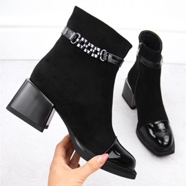 D&amp;A S.Barski Stiefeletten mit dekorativem Absatz Premium Collection W MR880-018 OLI269A schwarz 1