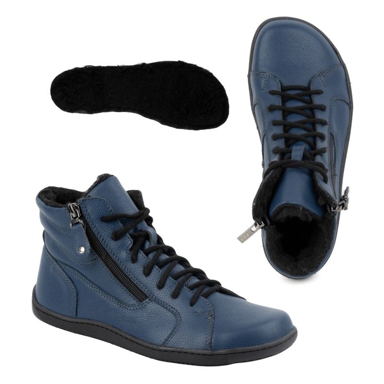 Olivier Minimalistische Barfuß-Winterschuhe 1261 für Damen aus Leder, Marineblau 2