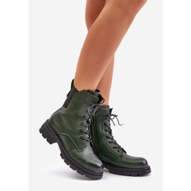 Jezzi Isolierte Arbeiterstiefel mit Reißverschluss, grüne Leairae 1