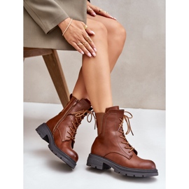 Jezzi Isolierte Arbeiterstiefel mit Reißverschluss, Braun Leairae 7