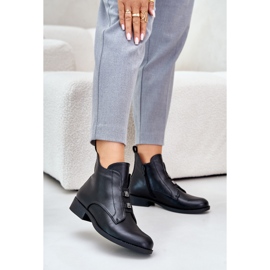 Isolierte Damenstiefel mit flachem Absatz aus Öko-Leder S.Barski HY42-716 Schwarz 2