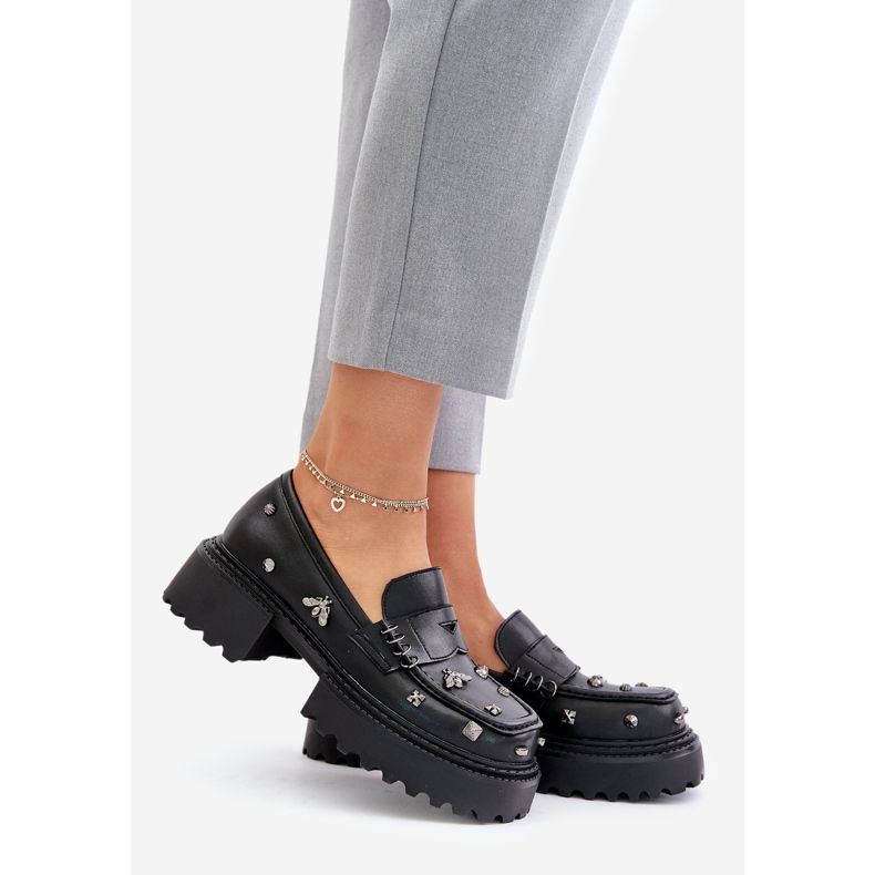 S.Barski Damen-Lederschuhe mit Verzierungen D&amp;A MR880-102 Schwarz 1