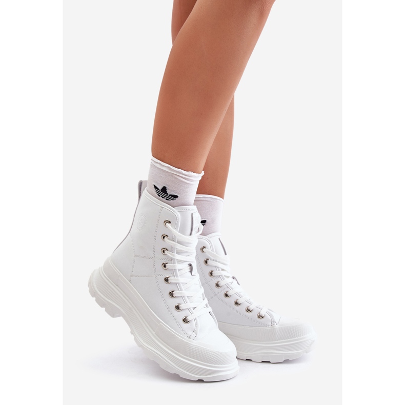 Lederisolierte Sneakers auf massiver Plattform Big Star OO274A598 Weiß 1