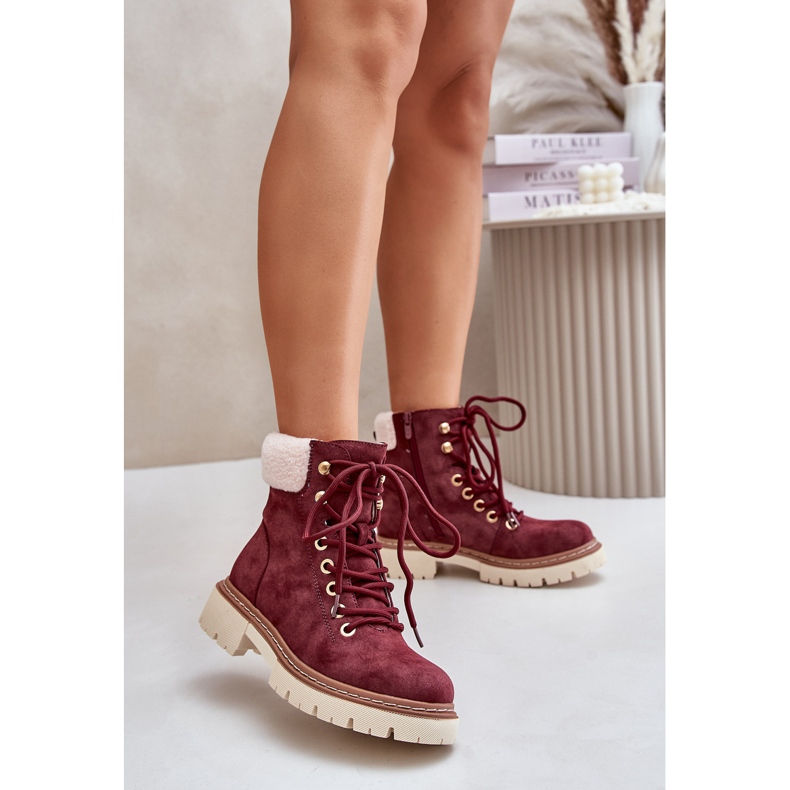 Isolierte Damenstiefel mit Reißverschluss, Burgunderrot Ferelia 2