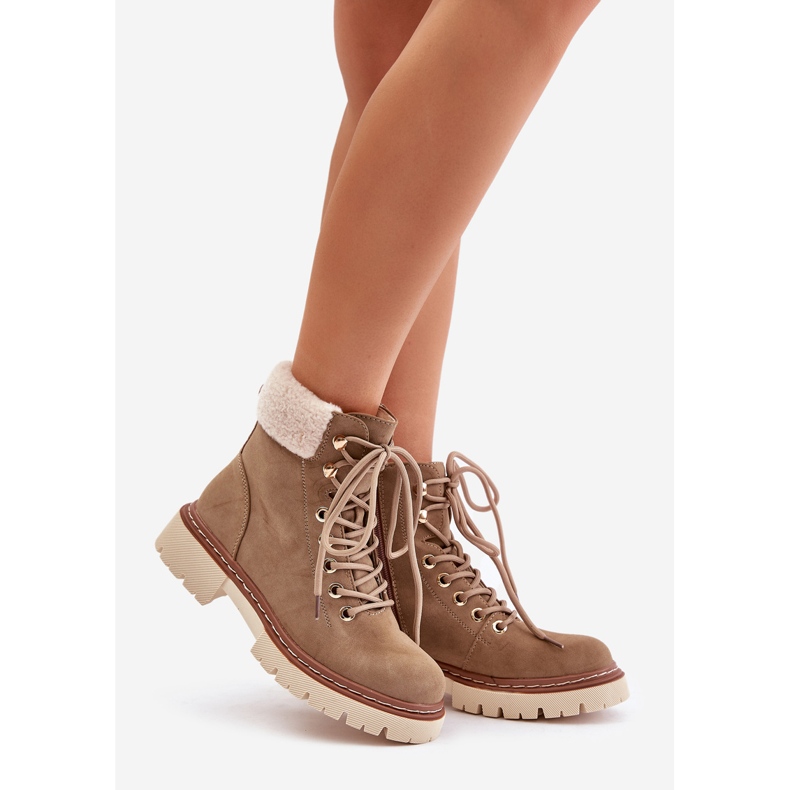Isolierte Damenstiefel mit Reißverschluss Khaki Ferelia beige 1