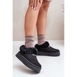 Low-Top-Schneestiefel mit Fell auf der Plattform, Eco-Wildleder, schwarzes Neathoria 2