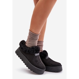 Low-Top-Schneestiefel mit Fell auf der Plattform, Eco-Wildleder, schwarzes Neathoria 1