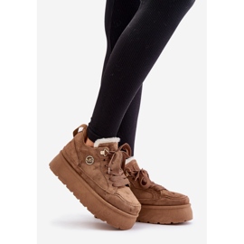 Braune Velarisea Damen-Plateau-Sneaker mit Fellfutter 1