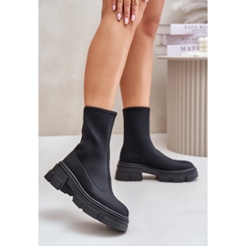 Schwarze Ravendria-Slip-On-Stiefel mit flachem Absatz 2
