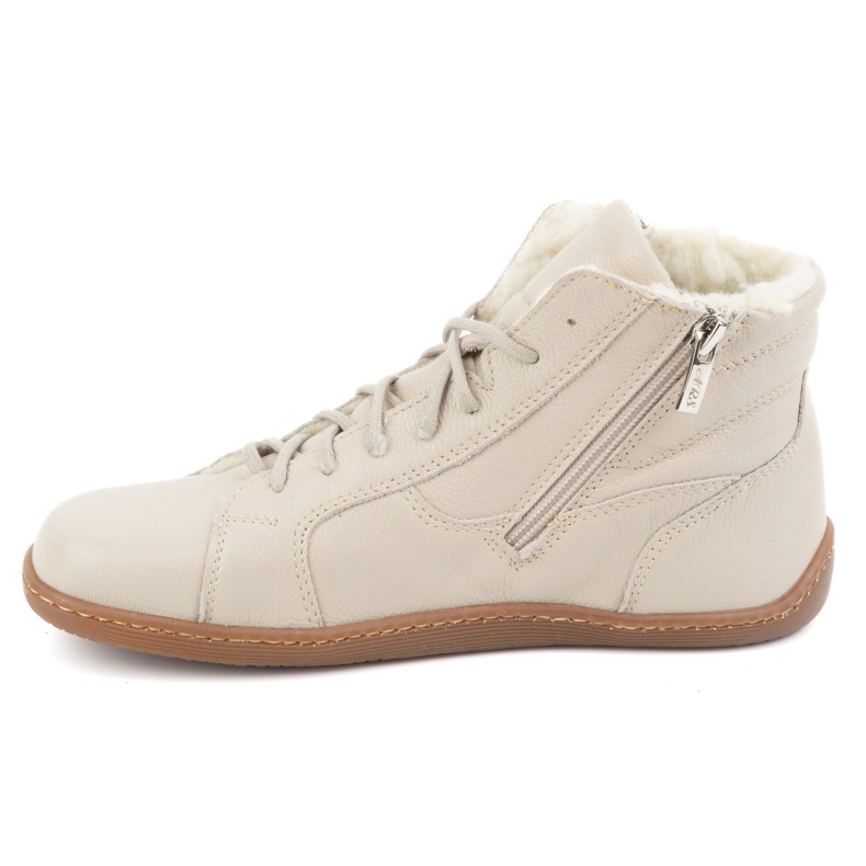 Olivier Minimalistische Barfuß-Winterschuhe 1261 aus Leder für Damen, beige 2