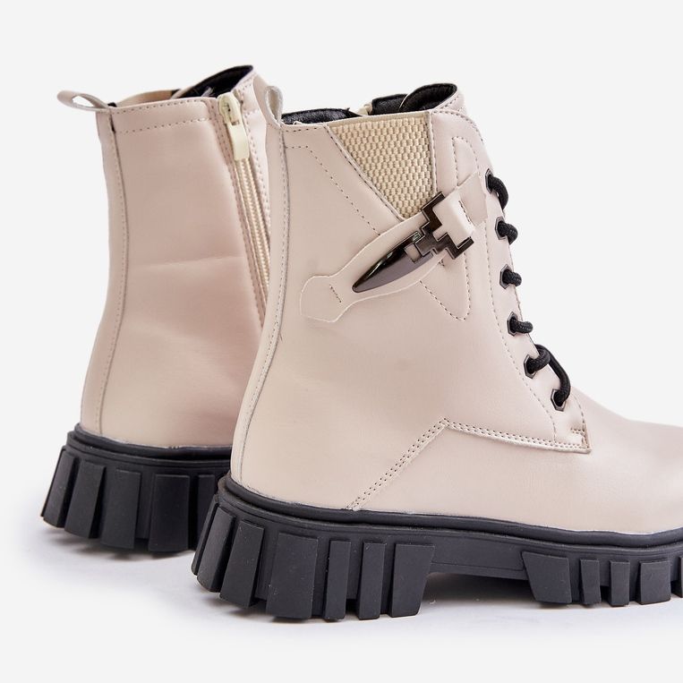 News Isolierte Mädchenstiefeletten mit Reißverschluss und Verzierung, beige Zinnirella 2